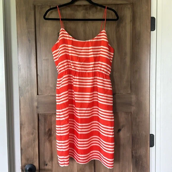 J. Crew Orange and White Dress - Picture 3 of 12